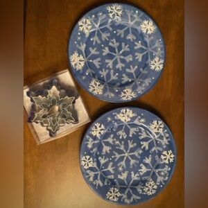Blue Snowflake Salad Plates & Cookie Cutters